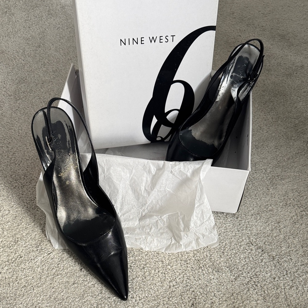 Nine West Black Slingback Heels